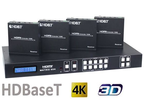 Bộ chuyển đổi ma trận HDMI1.4 4X4 HDBaseT với 4 bộ thu tín hiệu HDMI HDBaseT 70M và 100M