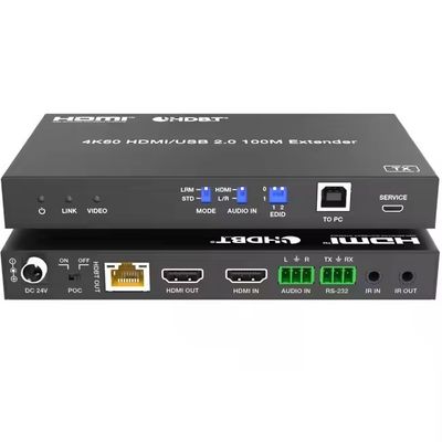 4K USB 2.0 HDBaseT Extender qua LAN HDBaseT PoC Cáp đơn Cat5e / 6a / 7, tối đa 100m