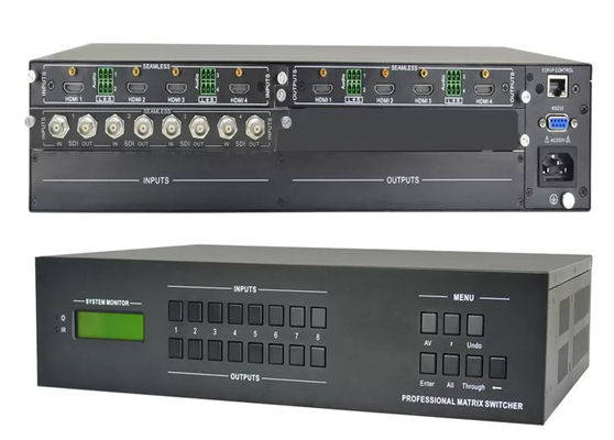 DVI Video Matrix Switcher với 4 đầu vào và 4 đầu ra được điều khiển bởi bảng điều khiển phía trước