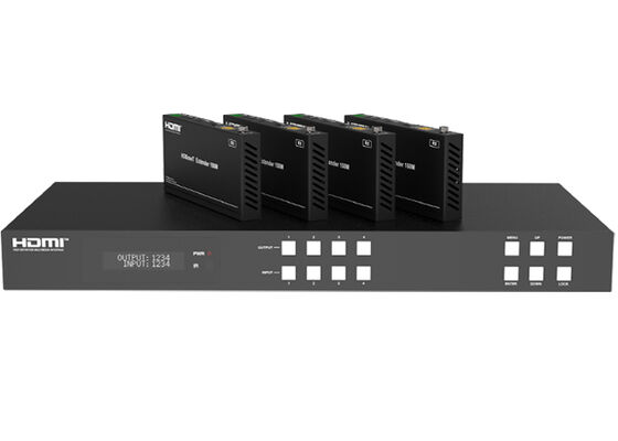 VINCAN 4x4 HDBaseT HDMI Matrix Switcher với 4K60 4:4:4, PoC và 4 Bộ thu cho Phân phối AV Chuyên nghiệp