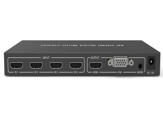 Black HDCP 1.4 4K 4 × 1 Quad HDMI Multiviewer với đầu vào 4 x HDMI và 1 x đầu ra HDMI
